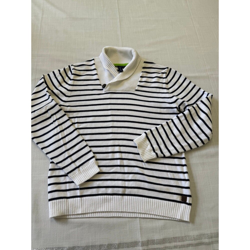 Janie & Jack Preppy Striped Pull On Sweater Navy White Shawl Collar Nautical 12 - Picture 6 of 7
